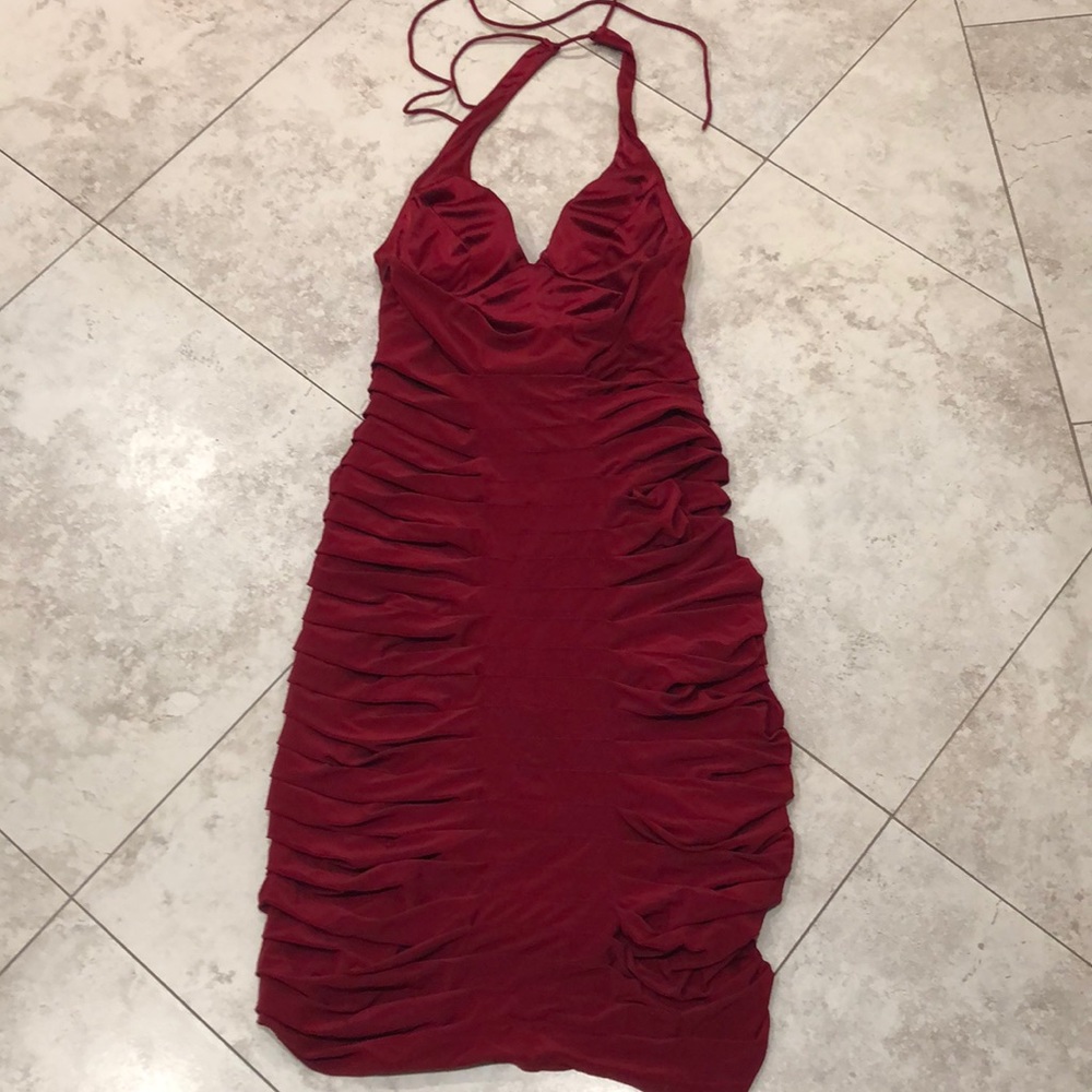 Sue Wong halter rouched dress size 4 Euc